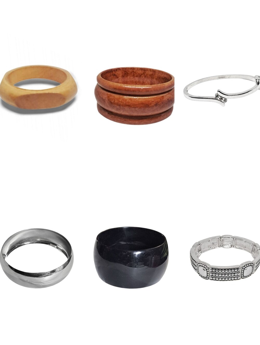 Bundle of 6 Bracelets. Miscellaneous Colors, Shapes, & Sizes.